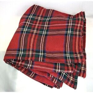 Ralph Lauren Red Tartan Plaid Cotton Blanket Throw 90” X 90” Made In USA